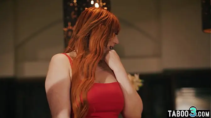 Big-Titted Redhead BBW MILF Lauren Phillips deepthroats a huge cock