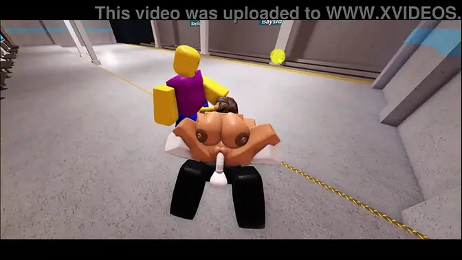 Big-titted Roblox girl gangbanged by three noobs