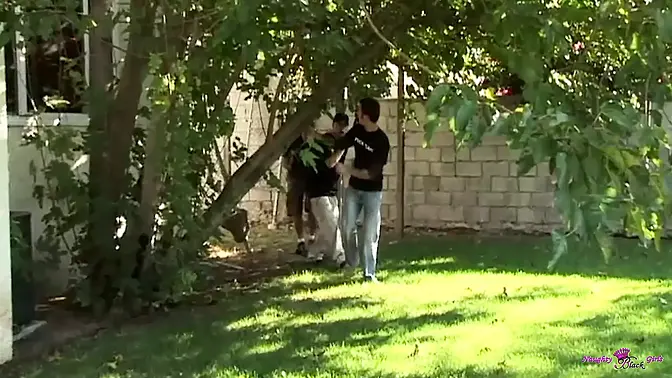 Big White Cock Teases & Fills Slender Black Girl's Throat & Snatch