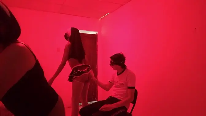 Birthday boy's virginity popped by two slutty dancers