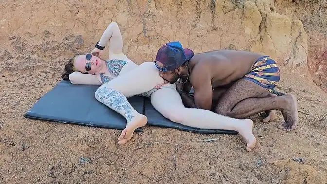 Black BBC devours blonde's round ass and cums inside