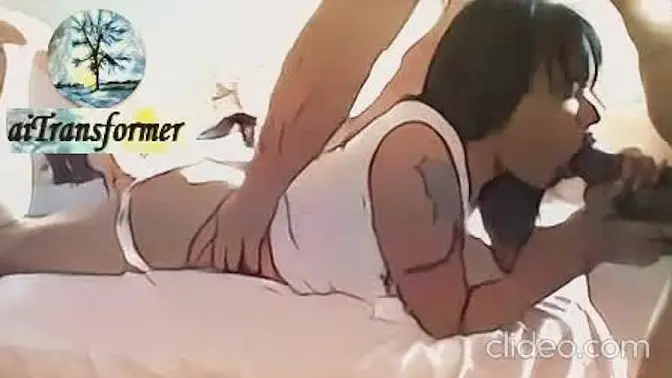 Black beauty deepthroats 12-inch cock