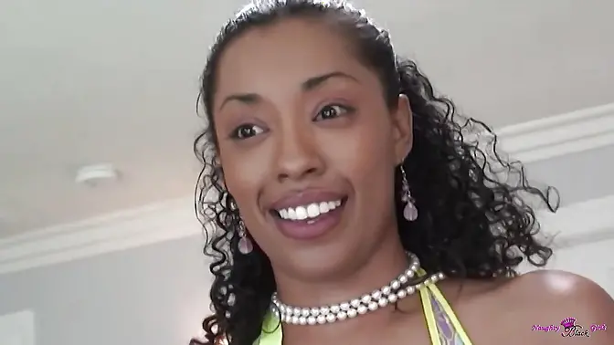 Black Cutie rides big white cock in reverse cowgirl