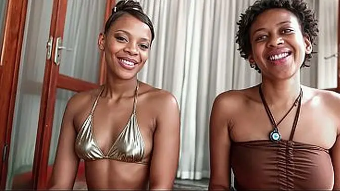 Black ebony sluts ride and dominate in hot interracial threesome