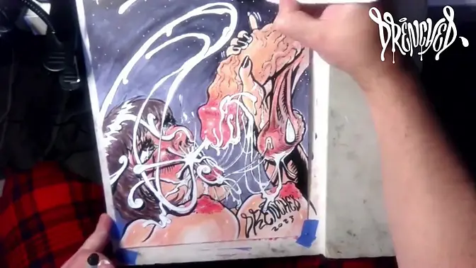 Black-haired babe gets a facial and massive cum explosion