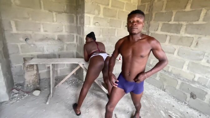 Black Nubian Babe takes it in everywhere including unfinished building