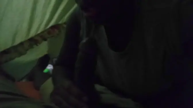 Black slutty thot sucks cock and swallows cum on Trick or Treat night