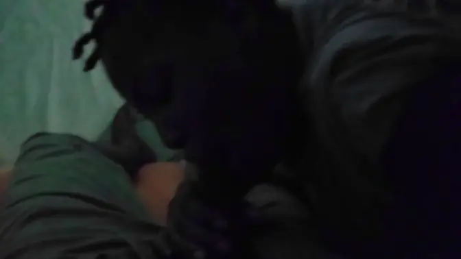 Black Thot gives sloppy blowjob and swallows cum