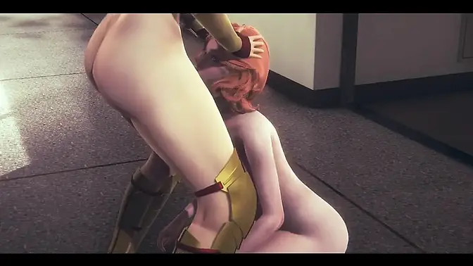 Black Widow and Wonder Woman in Futanari Futa Action