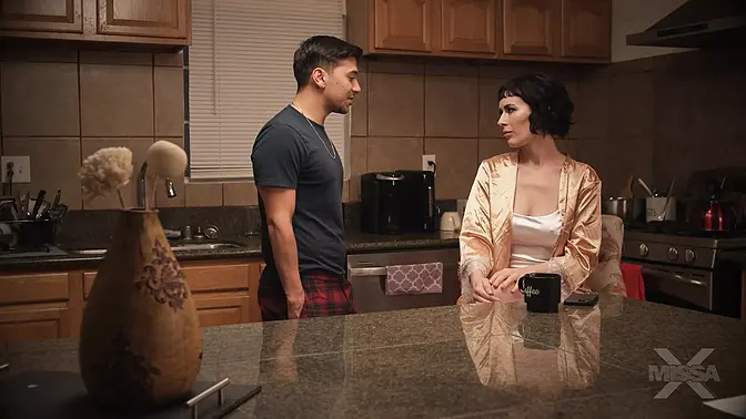 Blindfolded MILF Olive Glass gets fucked in family taboo scene