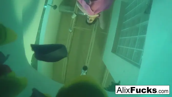 Blonde babes Alix and Jenna get caught on hidden camera during lesbian fun