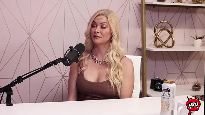 Blonde bombshell Serene Siren with big boobs talks crowdfunded boob jobs and nude wrestling