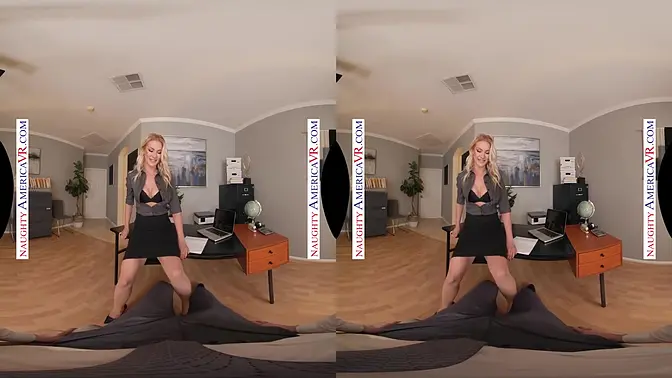 Blonde boss Cherry Kiss deepthroats and fucks