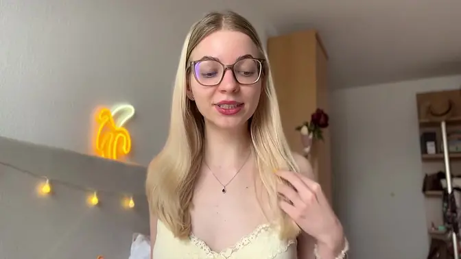 Blonde domme teases and humiliates beta male