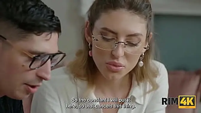 Blonde Euro Beauty gags on guy's ass in hot rimming session