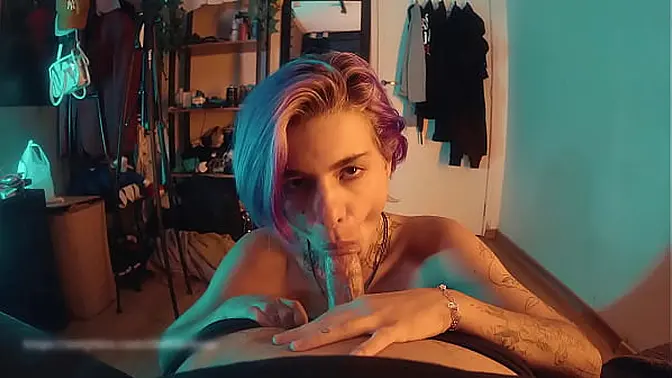 Blonde MILF Latina gives POV handjob and blowjob