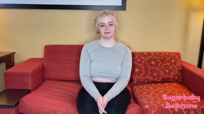 Blonde submissive girl deep throats and gags on cock