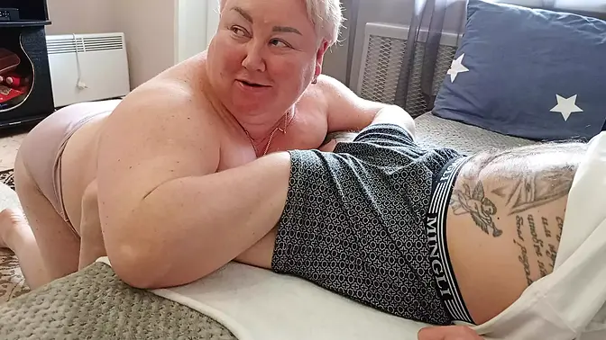 Blowjob from stepmom with big natural tits in homemade amateur video