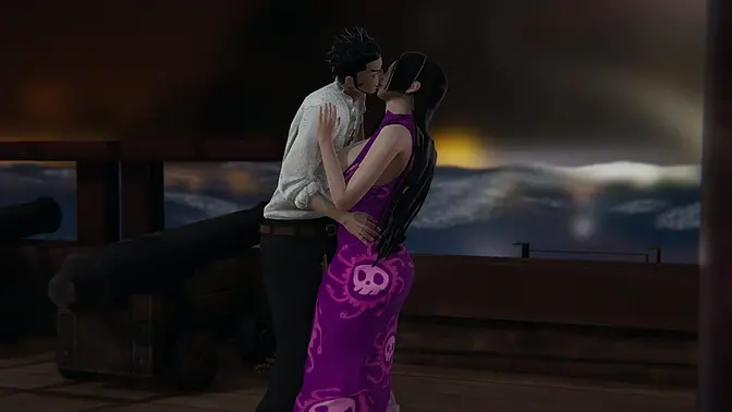 Boa Hancock takes control of Mihawk with her big boobs