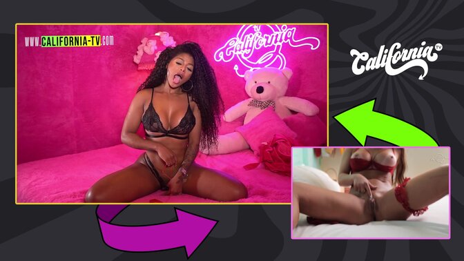 Brazilian goddess masturbates on TV in the color of sin