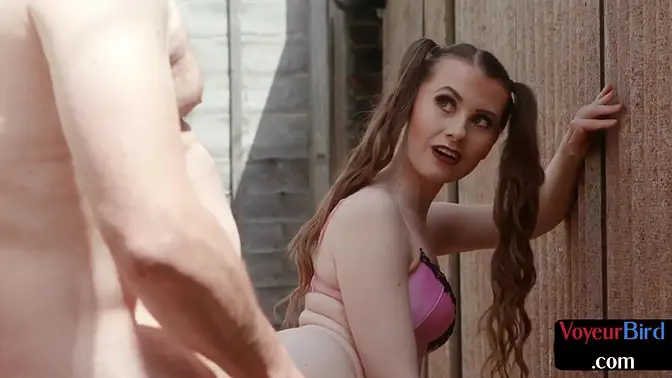 Brit babe teases in her college uniform