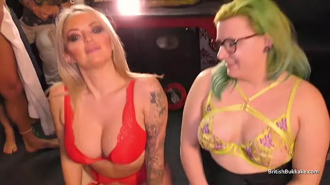 British green-haired beauty deepthroats and wanks it