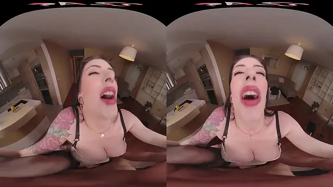 Brunette Anna De Ville takes VR cock in her ass