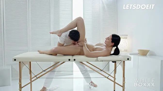 Brunette babe rides big cock in romantic massage