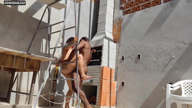 Brunette BBQ babe takes it all in the ass