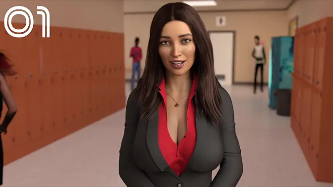 Brunette college teacher invites hot 3D fuck