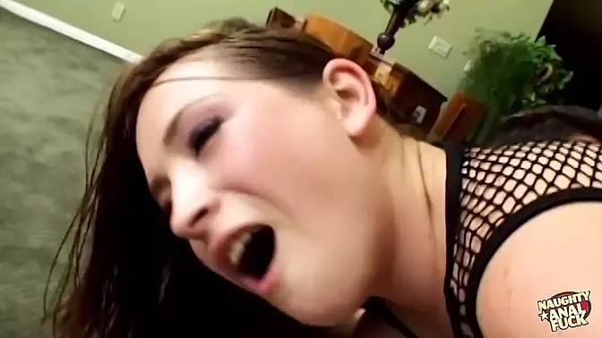 Brunette deepthroats two hard cocks and preps for anal DP