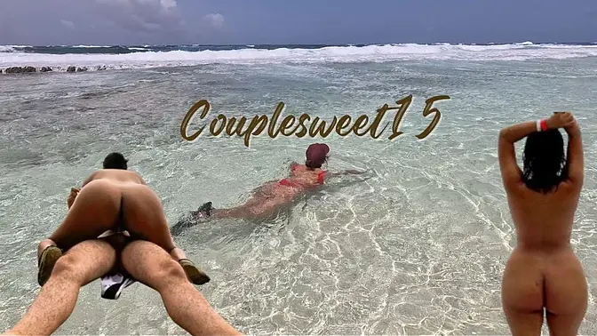 Brunette teen tourist gets fucked on public beach