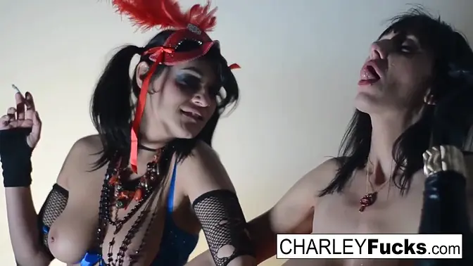 Busty Alia Janine and Charley's hot lesbian action