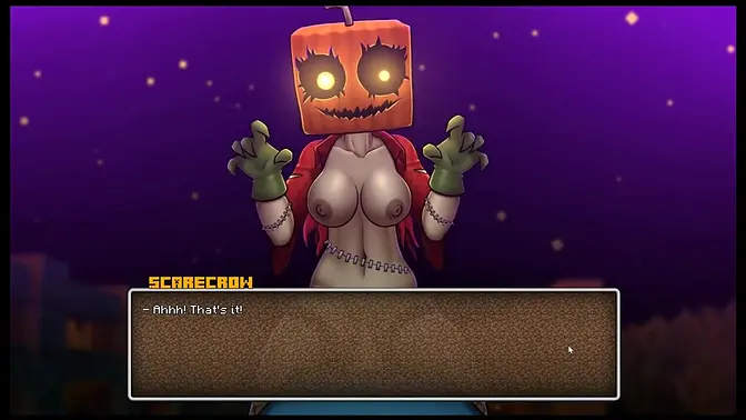 Busty anime girl fucks a sexy watermelon in a parody game