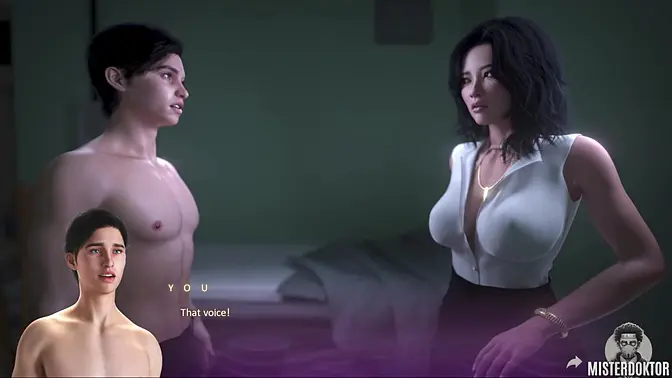 Busty Asian MILF rides hard and gives sexy gameplay walkthrough