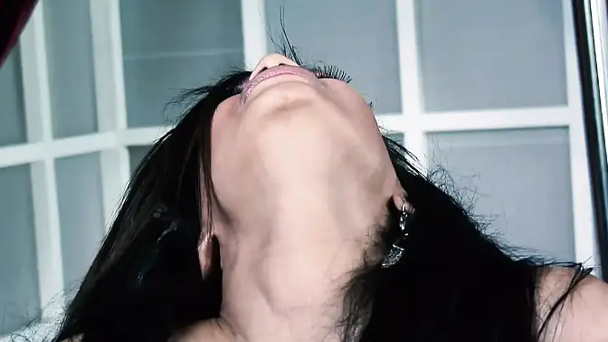 Busty babe rides huge dick with delight