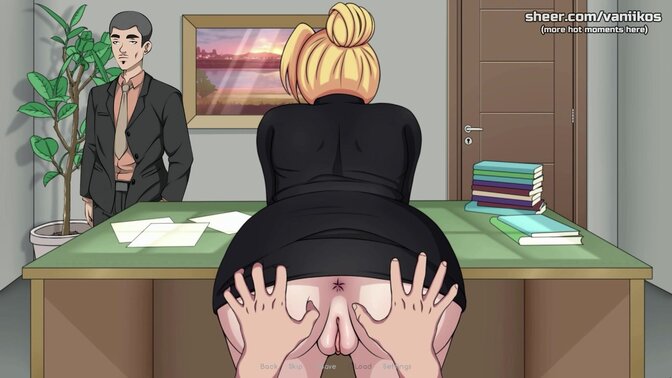 Busty blonde secretary gets creampied at work