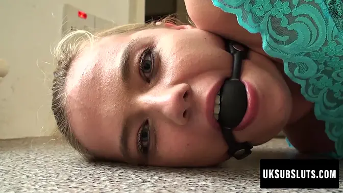 Busty British babe craves spank and gag ball action