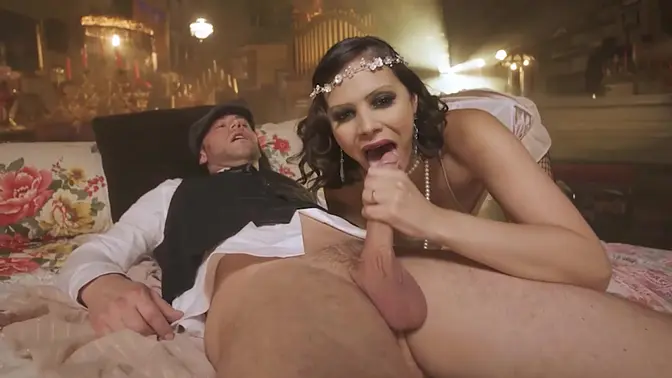 Busty brunette wife fantasies about hot blonde while fucking her husband