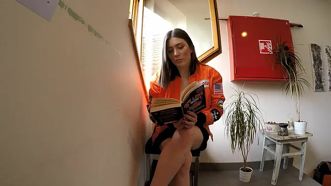 Busty brunette wife shows off her big tits and ass