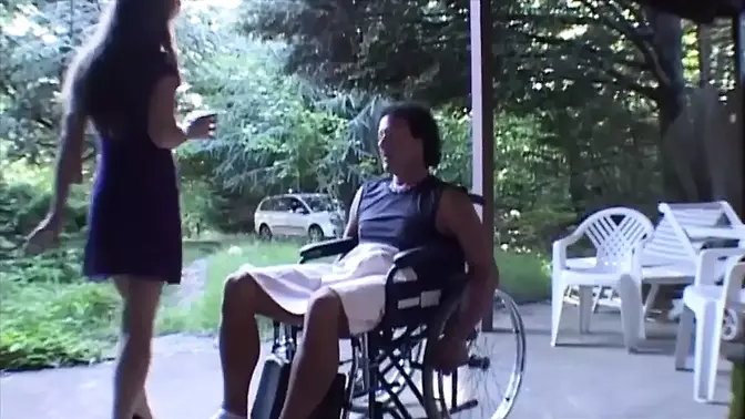 Busty caregiver licks her biggest tits and ass