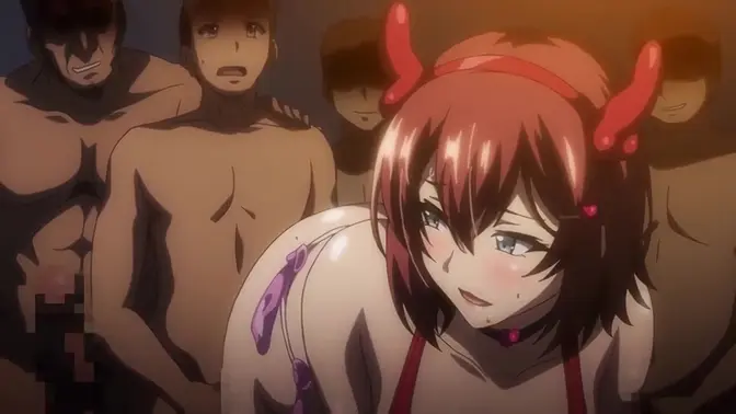 Busty cowgirl rides big cock in a group setting