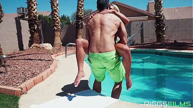 Busty fitness model gets a big cock handjob and blowjob