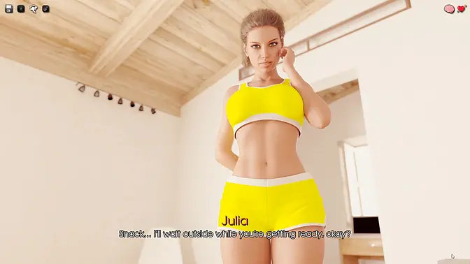 Busty Julia strips and shows off big cock in 60fps anime