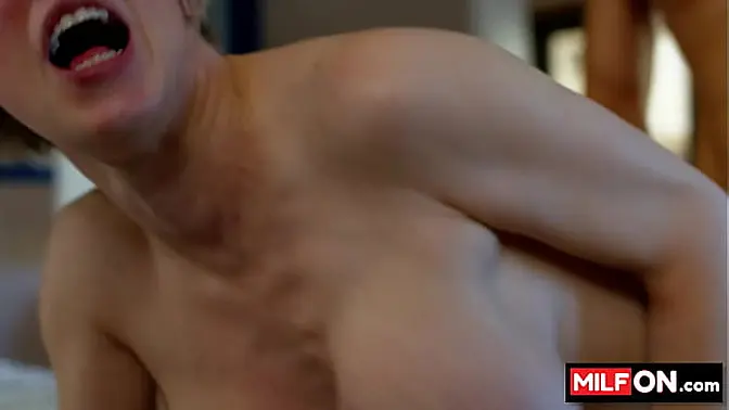 Busty mature blonde MILF gets fucked hard in doggy style