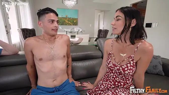 Busty MILF deepthroats and rides cock in cowgirl