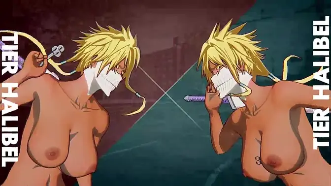 Busty MILF Harribel shows off her huge 3D boobs in animated ecchi game