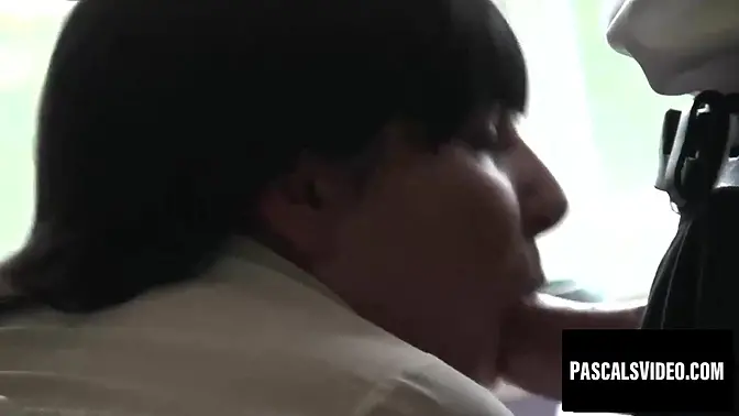 Busty MILF rides and sucks hard on the floor