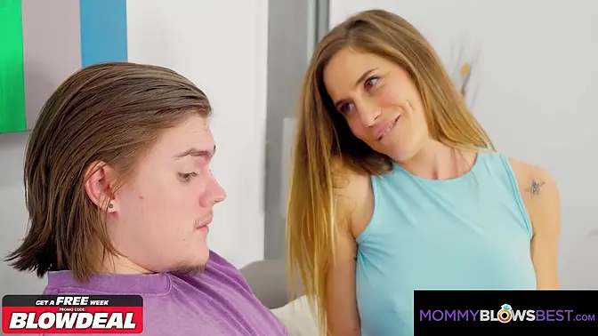 Busty Milf Surprised By Boyfriends Handjob and Returns The Favor With Oral Sex