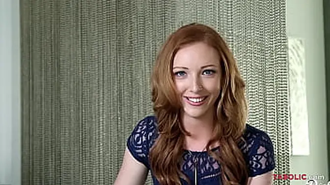 Busty redhead gives horny blowjob and rides big dick